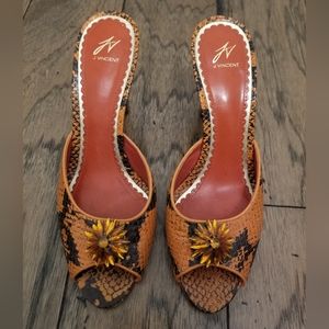 J Vincent Snake Skin Mules Size 6.5